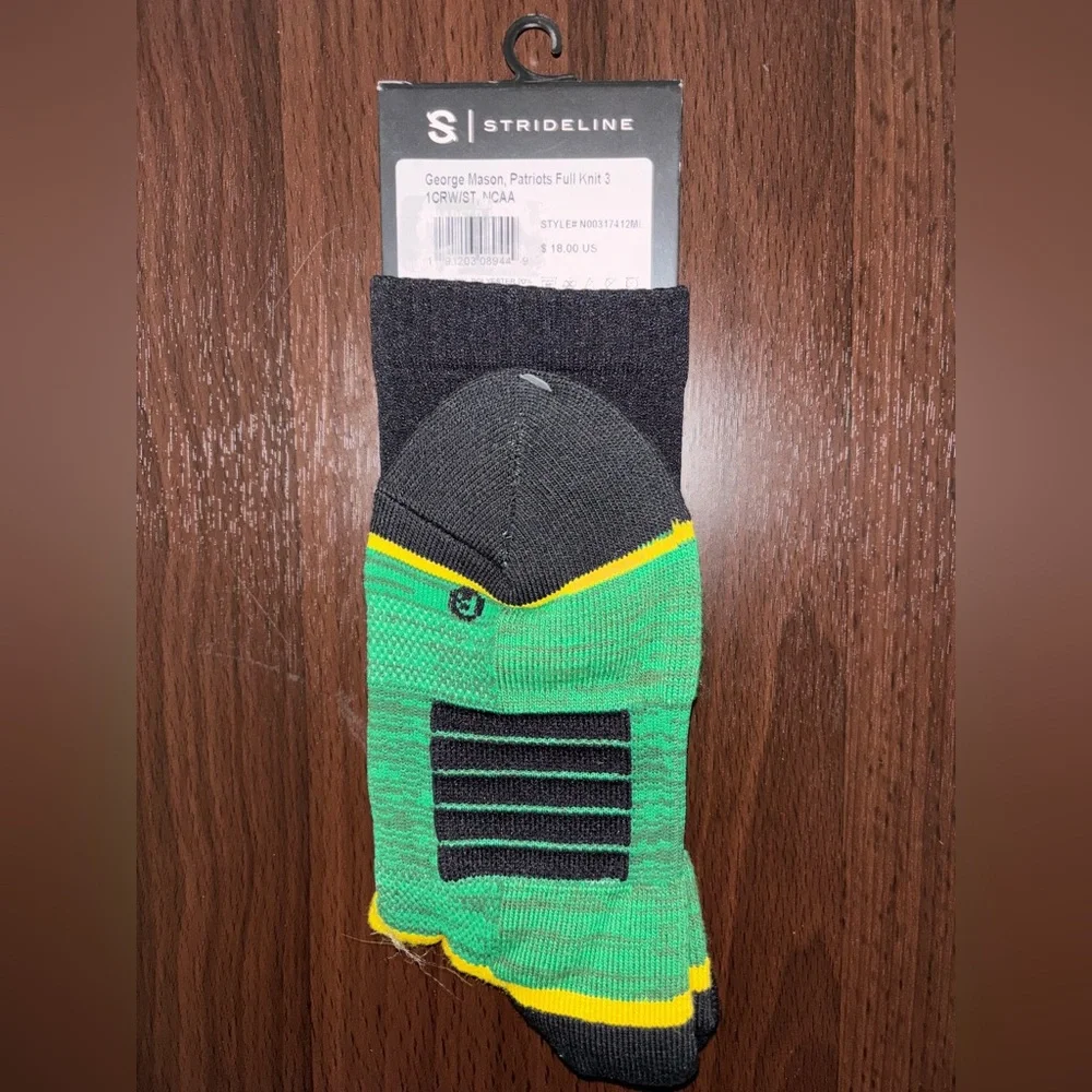 GEORGE MASON UNIVERSITY STRIDELINE CREW SOCKS NWT MEN’S SHOE SIZE 8-12